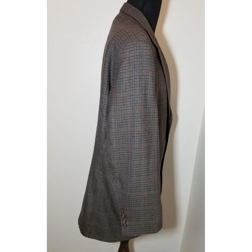 Lauren Ralph Lauren 48R Houndstooth Blazer Tweed Sport Coat Wool Old Money Retro